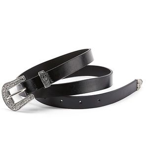 NEW Black Faux Leather Buckle Western Belt
